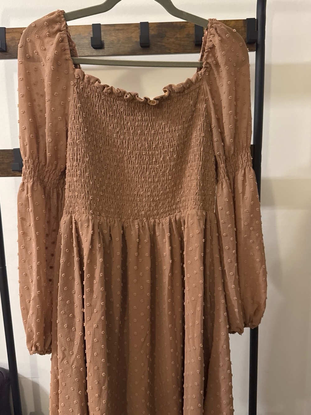 Promesa Swiss Dot Smocked Mini Dress – Women’s Size Medium